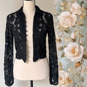 White House Black Market Elegant Black Lace Blazer